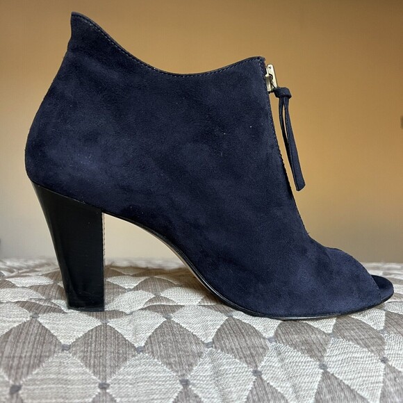 Paul Green Navy Blue Open Toe Sandal Boot w/ Zip Front & Block Heel UK 6 US 8 - Picture 2 of 15